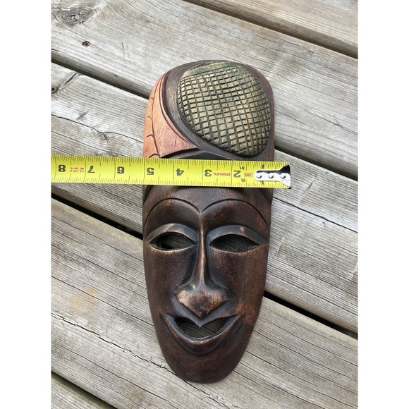African Style Set Of Wood Face Mask Hand Carved Tribal Rustic - Picture 13 of 16